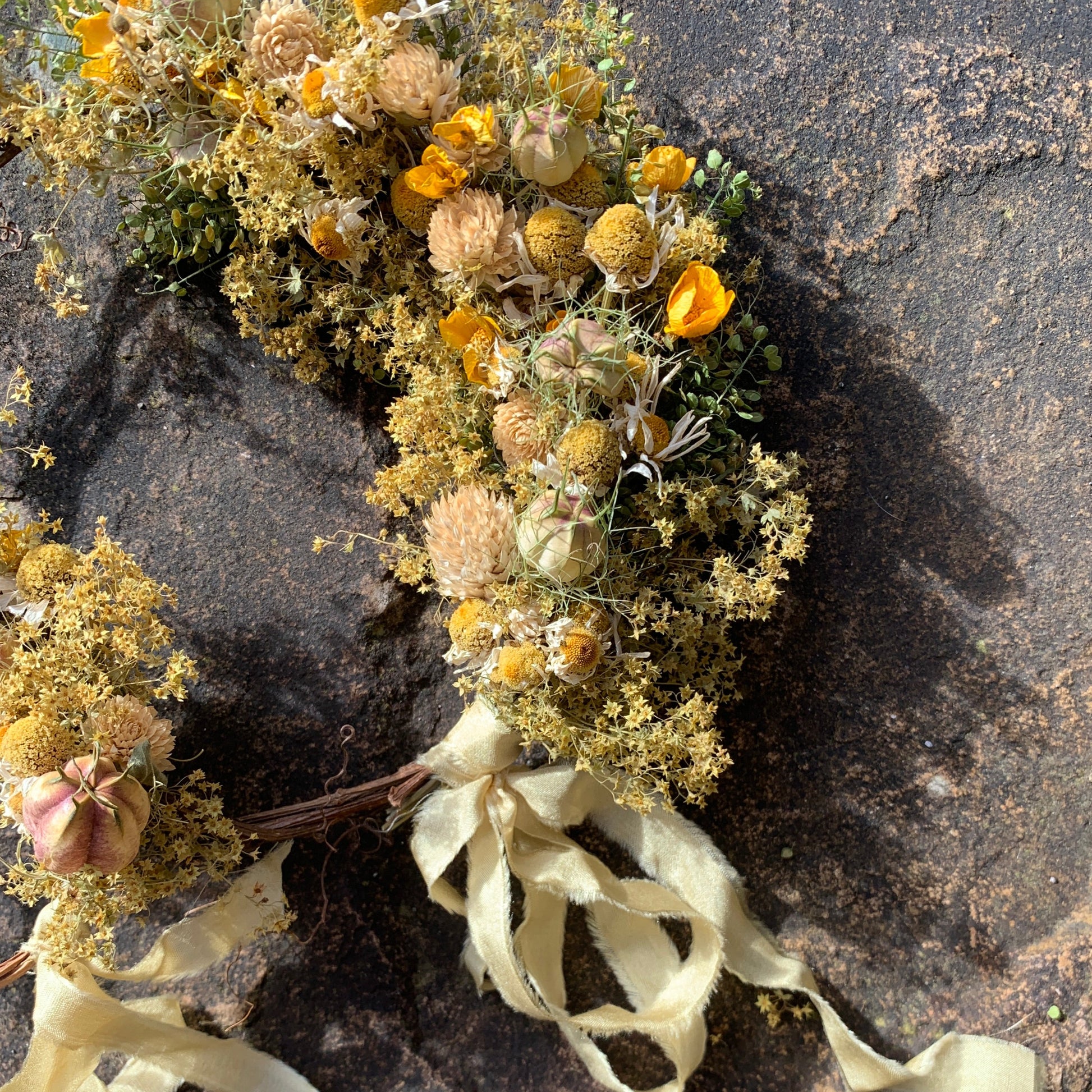 Dried flower wreath spring time